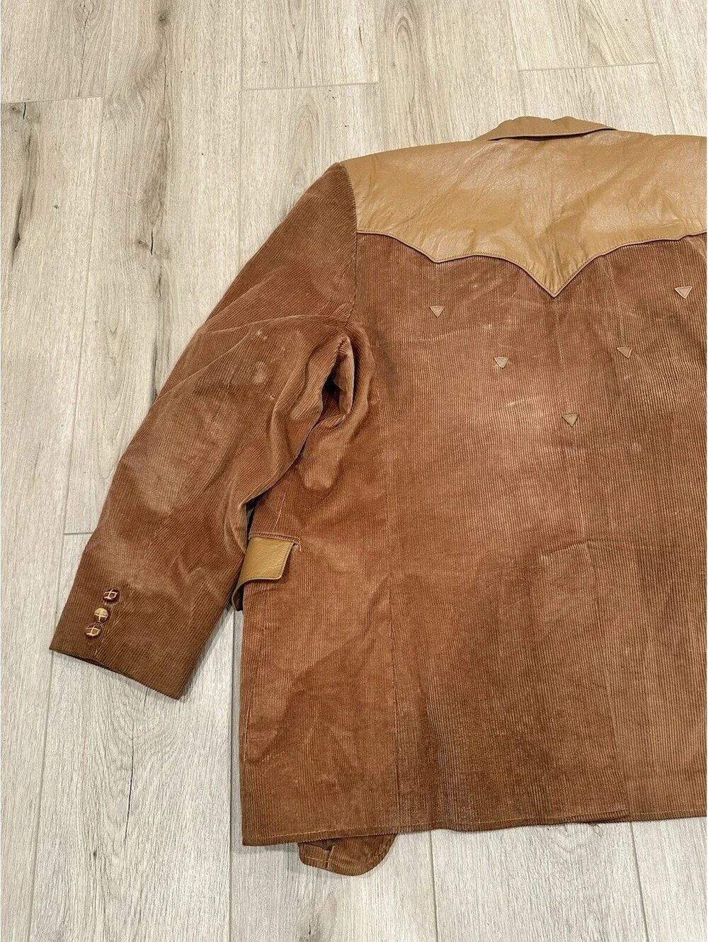VTG Pioneer Wear Brown Corduroy Leather Cowboy Blazer Jacket Rockabilly Sz 48